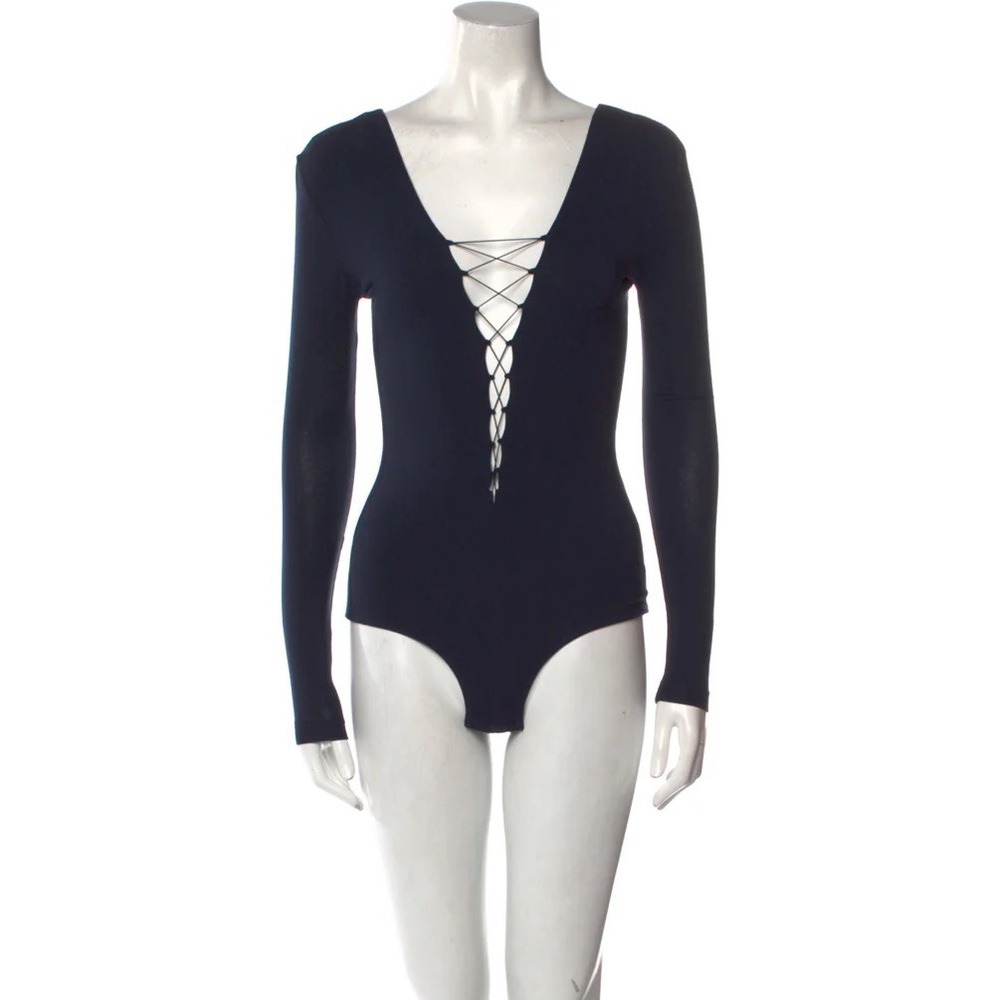 T by Alexander Wang Plunging Neckline Top in BLACK